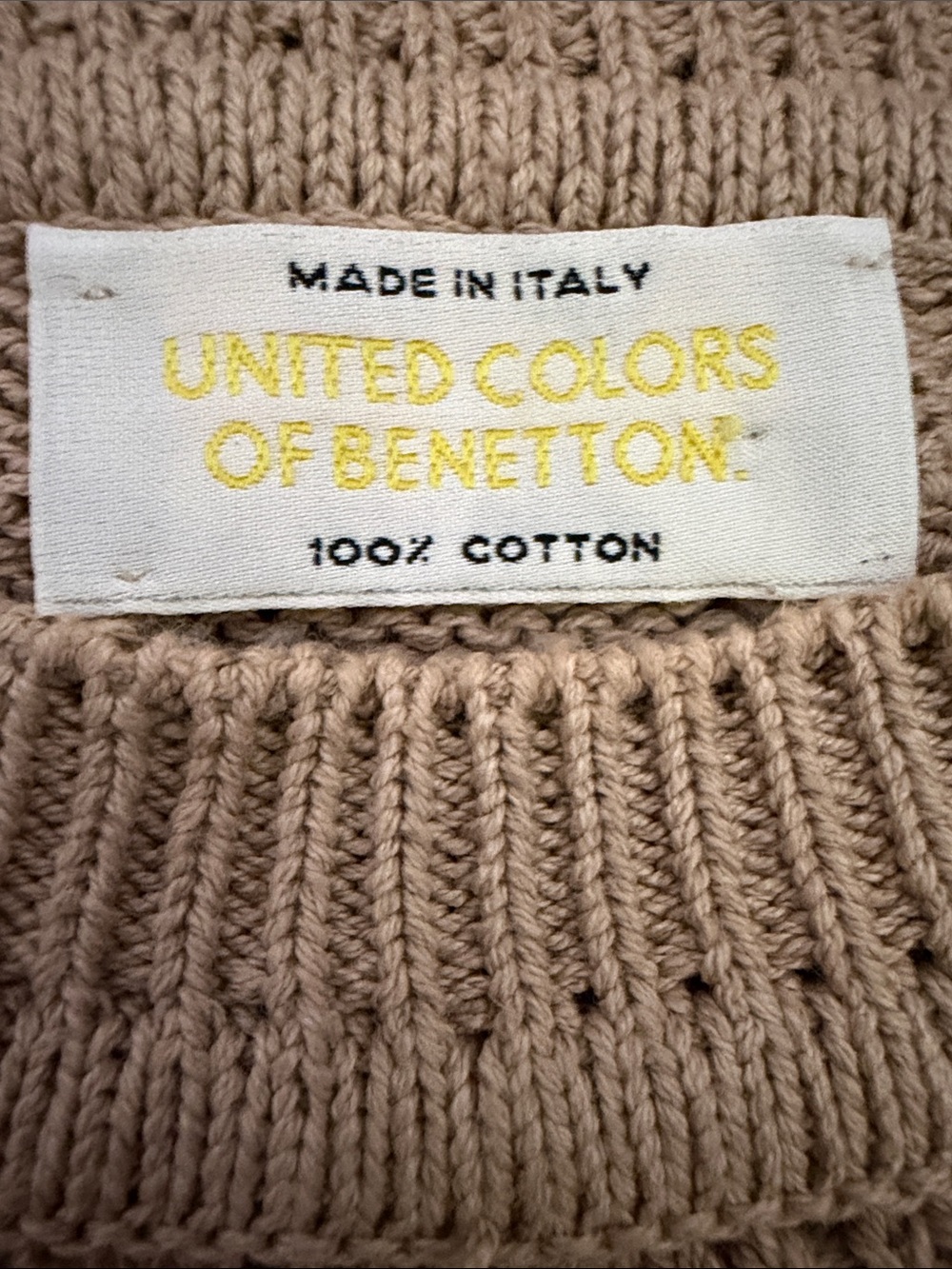 VTG United Colors Of Benetton Men's Cable Crewneck Sweater - XL